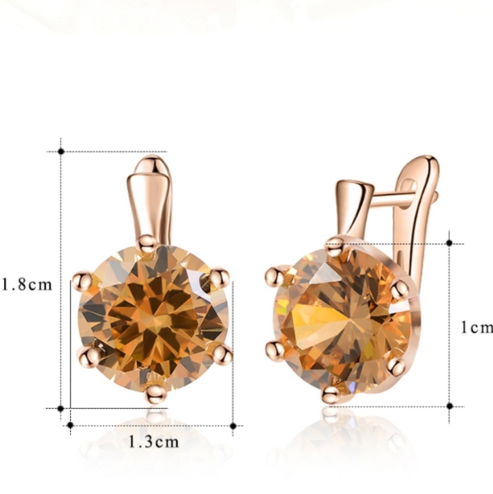 Brilliant Large CZ Rose Gold Color Earrings - Picture 5 of 6